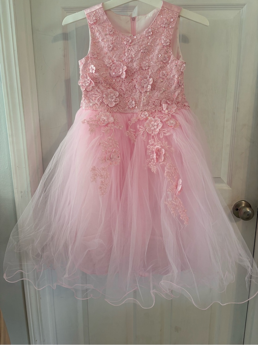 Girls Pink Floral Tulle Party Dress